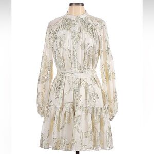 ANTONIO MELANI Cream and Gold Long Sleeve Dress